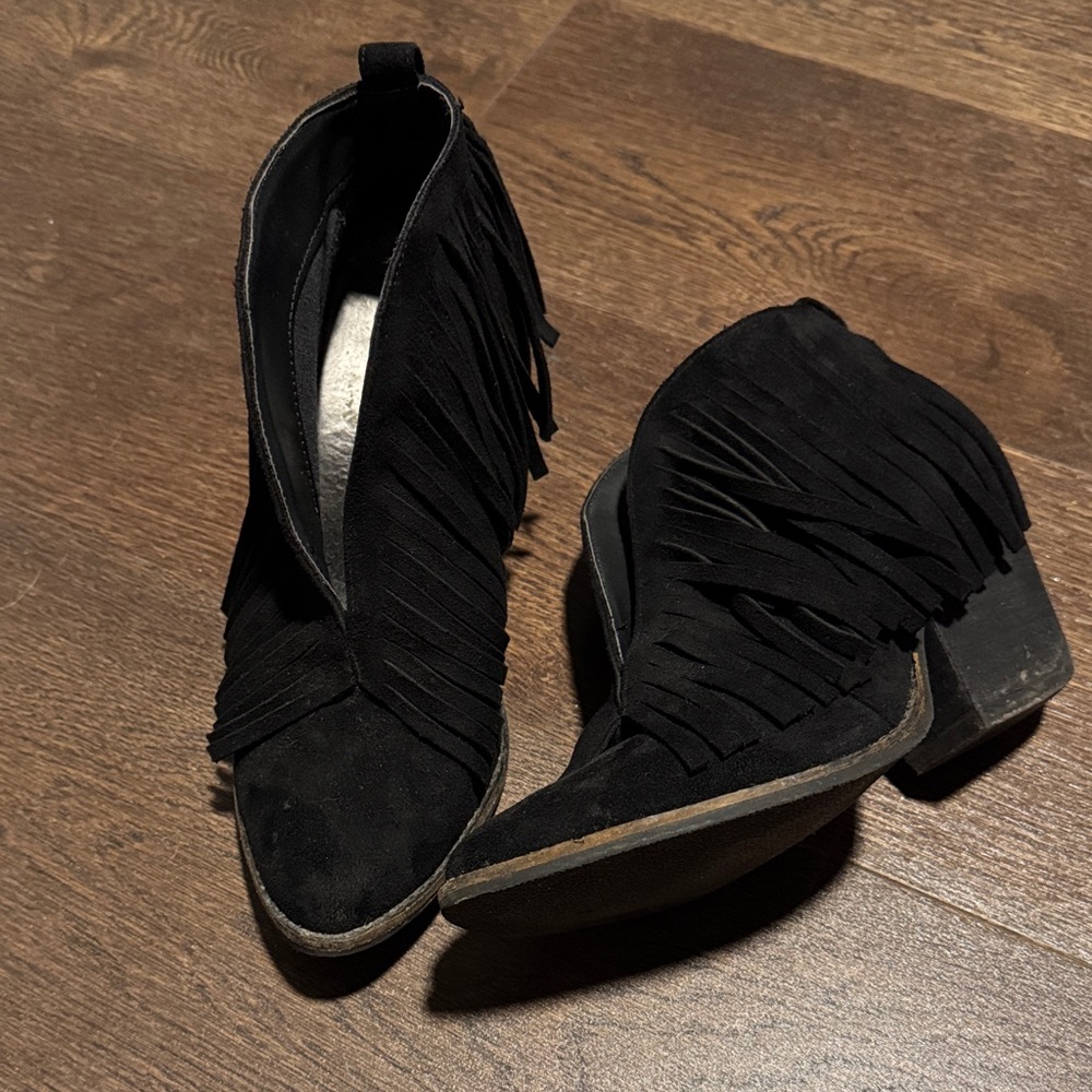 Coconuts by Matisse Black Suede Fringe Booties